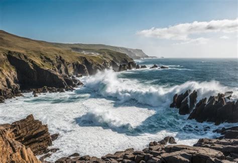 Premium AI Image A Rocky Coastline With Crashing Waves