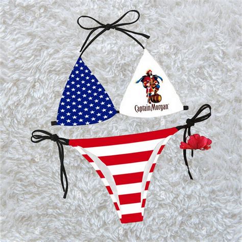 American Flag Captain Morgan Triangle Beach Bikini Tw Hearthtops Store