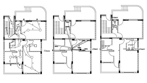 House Floor Plan With Plumbing And Electrical Layout Plan Cadbull