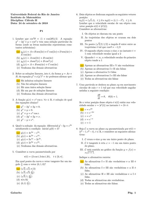 Prova Quest Es E Respostas Universidade Federal Do Rio De