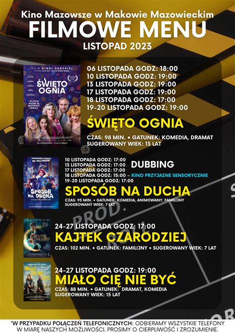 FILMOWE MENU NA LISTOPAD 2023 Miejski Dom Kultury W Makowie