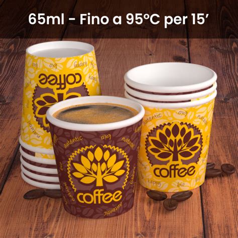 50 Bicchierini da Caffè in Carta Bio Yellow Forest da 65ml