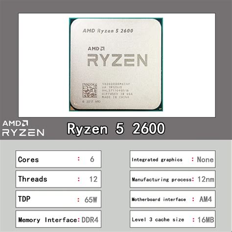 Amd Procesador De Cpu Ryzen 2600 Nuevo R5 2600 34 Ghz