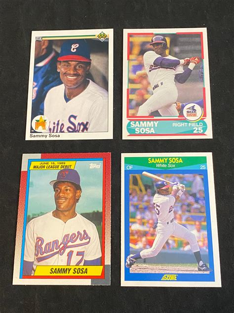 Lot 4 1990 Sammy Sosa Rookie Baseball Cards