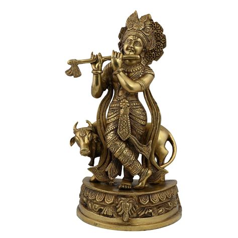 Statue Krishna Idol Brass Metal Art Sculpture God Hindu Size 16 51 X