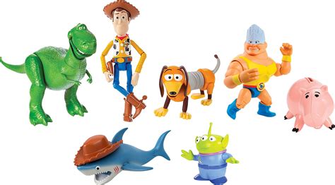 Mattel Disney And Pixar Toy Story Set Of 7 Action Figures With Woody Slinky Rex Hamm Alien