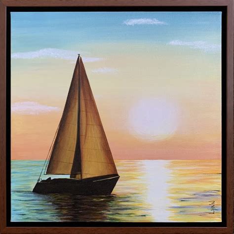 Sunset Sailboat Painting Acrylic Sailboat Art