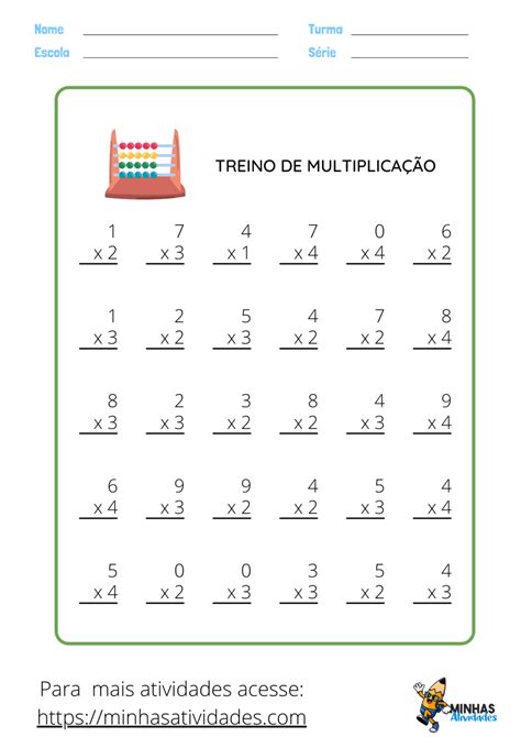 Continhas De Multiplicação 3º Ano