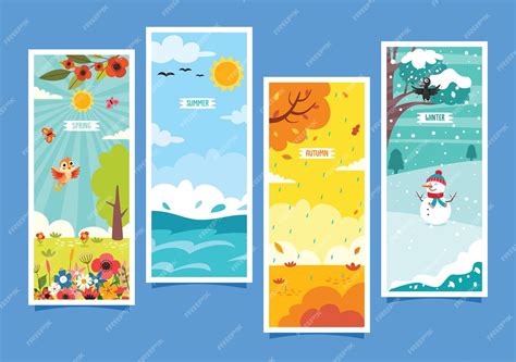 Premium Vector | Vector drawing of four seasons