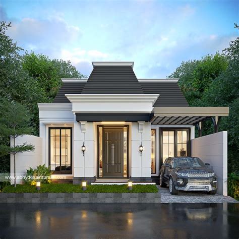 Desain Rumah Mediteran 1 Lantai Lebar 9 Meter Ibu Ika Di Banten ADR0063