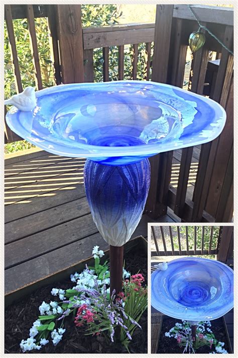 Bird Bath Thingamajigs Bird Bath Glass Garden Art Garden Art