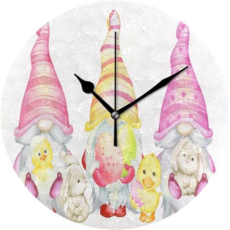 Gzhjmy Round Digital Clock Watercolor Gnomes And Eggs Creative