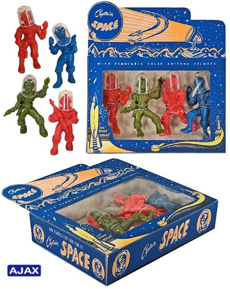 Vintage 1950s Space Toys - Captain Space Figures in Multiple Colors