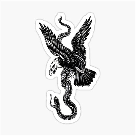 Traditional Bald Eagle Fighting Snake Tattoo Sticker For Sale By