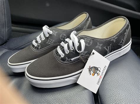 CUSTOM BLACK LV VANS AUTHENTIC Derivation Customs Custom Sneakers