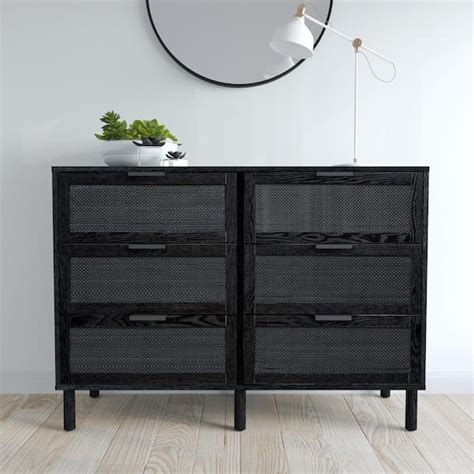 Black Wood Natural Rattan Cane Drawer Dresser Atelier Yuwa Ciao Jp