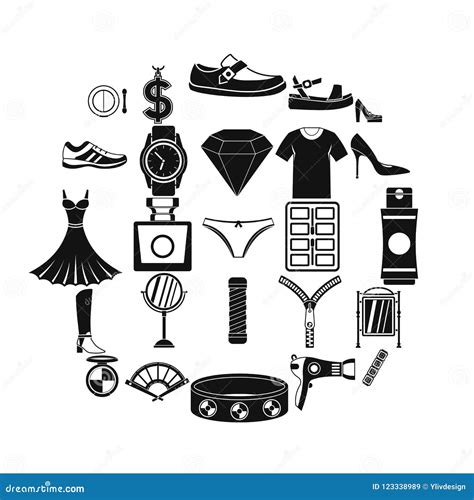 Women Accessories Icons Set Simple Style Stock Vector Illustration