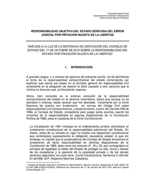 Responsabilidad Objetiva Del Estado Especializaci N En Derecho