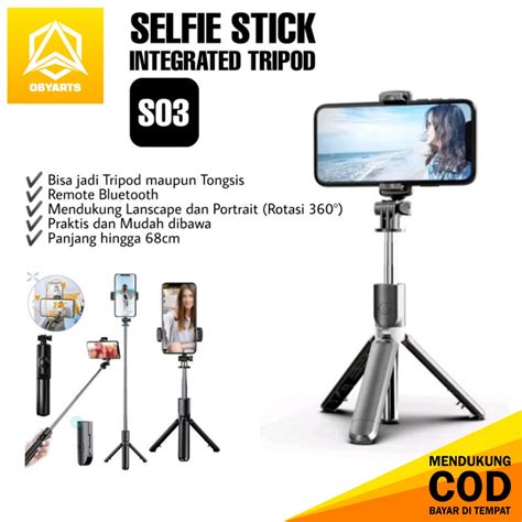 Jual SELFIE STICK INTEGRATED TRIPOD S03 TRIPOD TONGSIS 3IN1 DENGAN