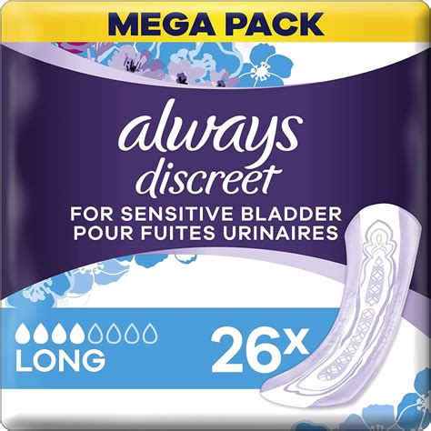 Always Discreet 26 Long Incontinence Pads For Women 4 Drops Important Urinary Leakage