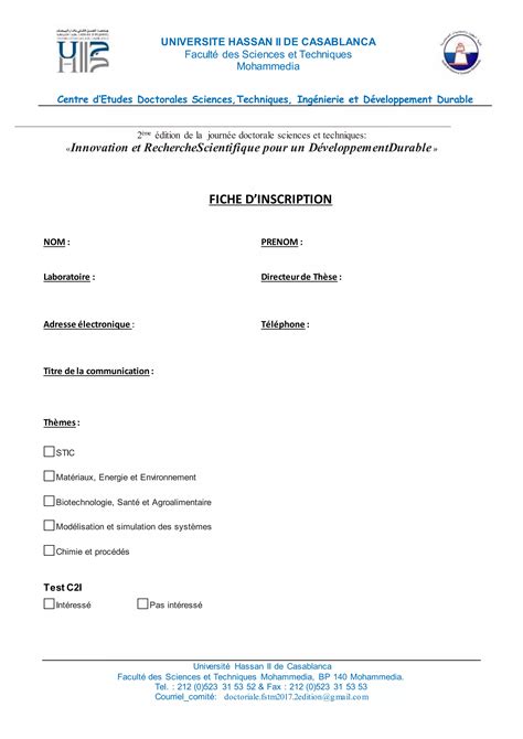 Fiche De Confirmation D Inscription Pdf