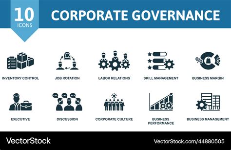 Corporate governance icon set monochrome simple Vector Image