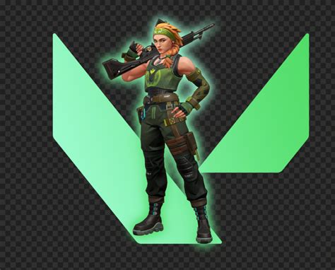 Hd Skye Female Character With Green Valorant Logo Png Citypng