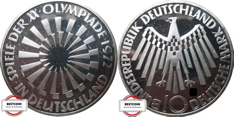 BRD 10 DM 1972 D J 401a Spirale Deutschland Olympia PP Offen MA Shops