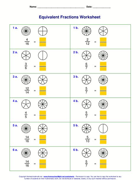 Equivalent Fractions Using Models Worksheets