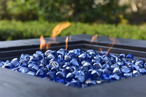 Kinway 20lbs Fire Glass Diamonds Blue Fire Pit Glass 1 Inch Fire Glass Rocks For Fire Pit