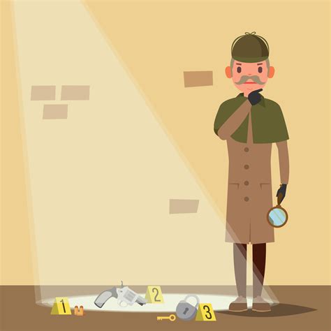 Crime Scene Vector Detective Character Man Crime Scene Investigation