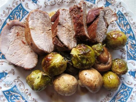 Pork Tenderloin With Brussel Sprouts And Button Mushrooms Recipe By Kathairo Cookeatshare