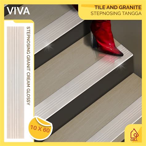 Jual STEPNOSING TANGGA 10 X 60 GRANIT CREAM MOTIF GARIS LIS TANGGA