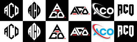 ACO letter logo design in six style. ACO polygon, circle, triangle, hexagon, flat and simple ...