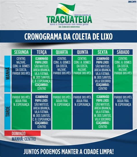 Prefeitura Municipal Divulga O Cronograma Da Coleta Dos Res Duos