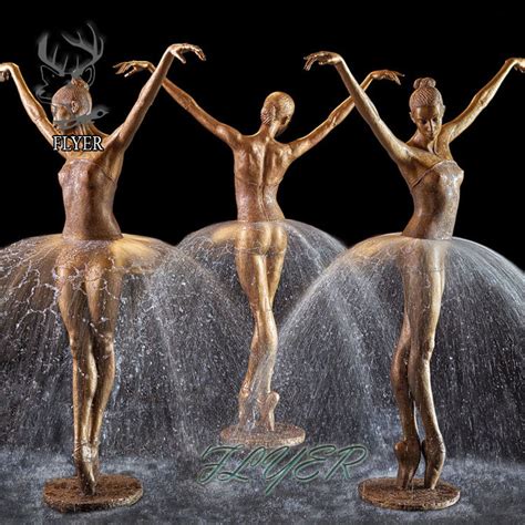 Hot Selling Beautiful Bronze Nude Lady Water Fountain Life Size Bronze Ballet Dancer Lady Water