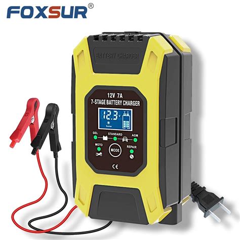 FOXSUR Smart Automatic Battery Charger For 12V 7A Car Motorcycle AGM