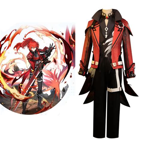 Game Genshin Impact Diluc Cosplay Costume Red Dead Of Night Skin