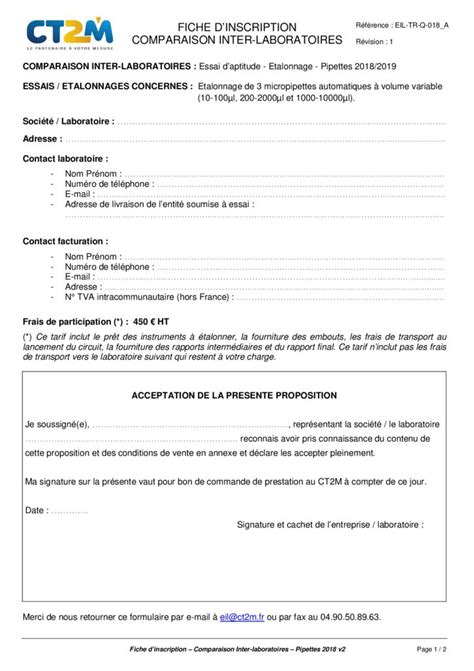 Comparaison inter laboratoires sur létalonnage de pipettes 2018 2019