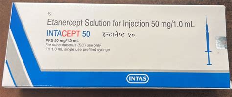 Buy Intacept 50mg Etanercept Solution 50mg 1 0ml By Intas Pharmaceuticals Ltd At The Best