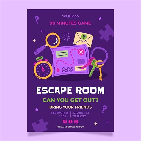 Free Vector Hand Drawn Escape Room Invitation