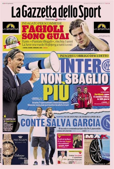 Prima Pagina Gazzetta Conte Salva Garcia Per Ora