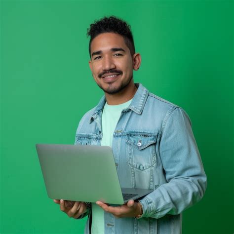 Premium Photo Man Holding Laptop Computer