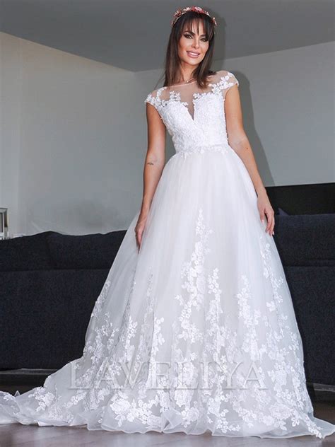 Robe Trap Ze Col V Motifs Appliqu S Dentelle Tra Ne Moyenne Tulle Robe