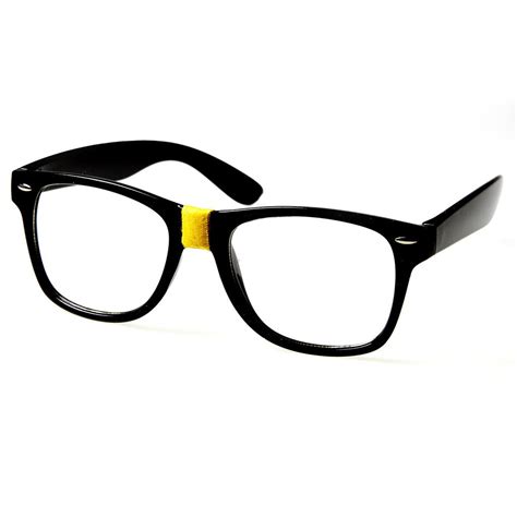 Retro Nerd Geek Color Tape Clear Lens Wayfarer Glasses 8624 Nerd Glasses Glasses Nerd Geek