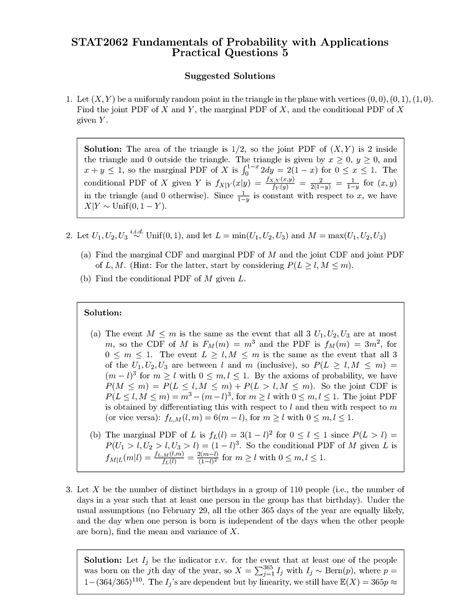 2022 Tutorial 5 Sol STAT2062 Fundamentals Of Probability With