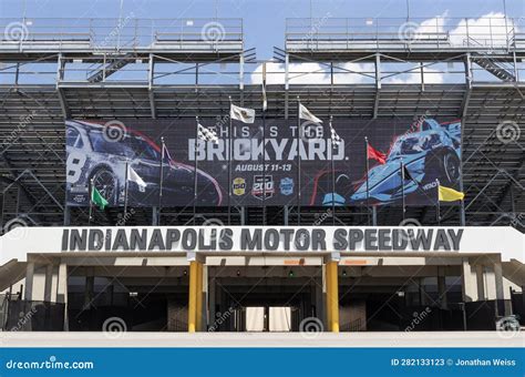 Indianapolis Motor Speedway Gate Two Entrance With A Banner For The