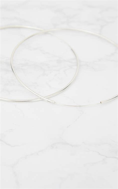 Sterling Silver 100mm Large Hoop Earrings Prettylittlething Usa