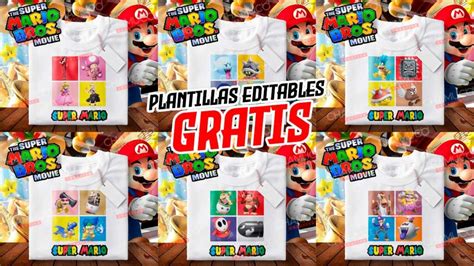 Plantillas Para Sublimar Playeras De Mario Bros Con Editables Y