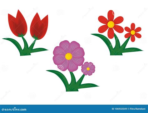 Gullig Tecknad Film För Blomma Stock Illustrationer Illustration av